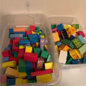 Lego and Wooden Block Lot